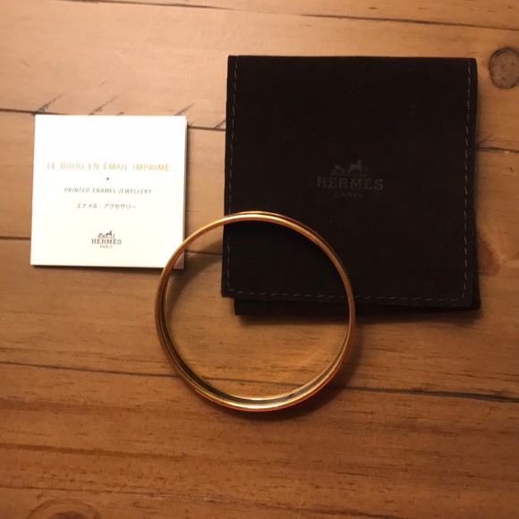 Hermès Burgundy Red Enamel Narrow Caleche Bangle - Picture 4 of 7